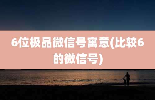 6位极品微信号寓意(比较6的微信号)