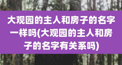 大观园的主人和房子的名字一样吗(大观园的主人和房子的名字有关系吗)