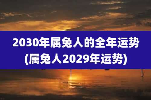 2030年属兔人的全年运势(属兔人2029年运势)