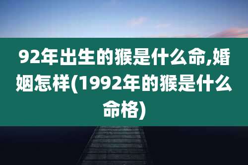 92年出生的猴是什么命,婚姻怎样(1992年的猴是什么命格)