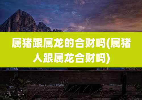 属猪跟属龙的合财吗(属猪人跟属龙合财吗)