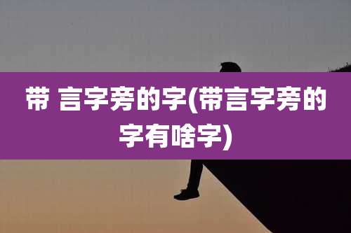 带 言字旁的字(带言字旁的字有啥字)