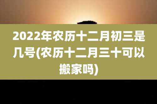 2022年农历十二月初三是几号(农历十二月三十可以搬家吗)