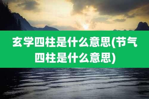 玄学四柱是什么意思(节气四柱是什么意思)