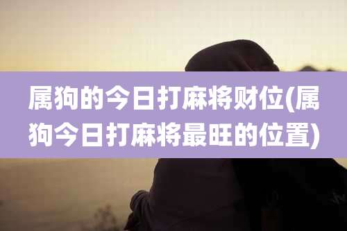 属狗的今日打麻将财位(属狗今日打麻将最旺的位置)