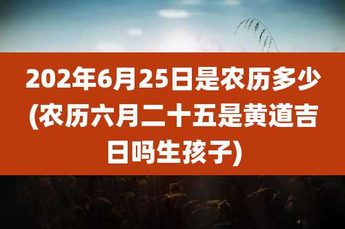 202年6月25日是农历多少(农历六月二十五是黄道吉日吗生孩子)