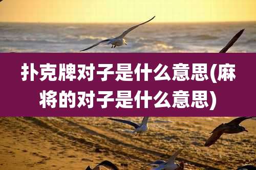 扑克牌对子是什么意思(麻将的对子是什么意思)