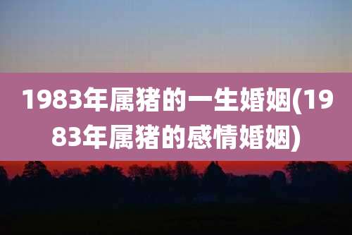 1983年属猪的一生婚姻(1983年属猪的感情婚姻)