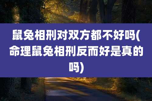 鼠兔相刑对双方都不好吗(命理鼠兔相刑反而好是真的吗)
