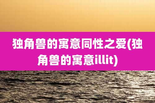 独角兽的寓意同性之爱(独角兽的寓意illit)