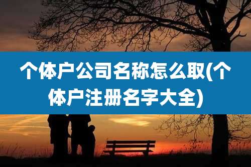 个体户公司名称怎么取(个体户注册名字大全)