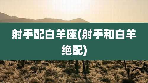 射手配白羊座(射手和白羊绝配)