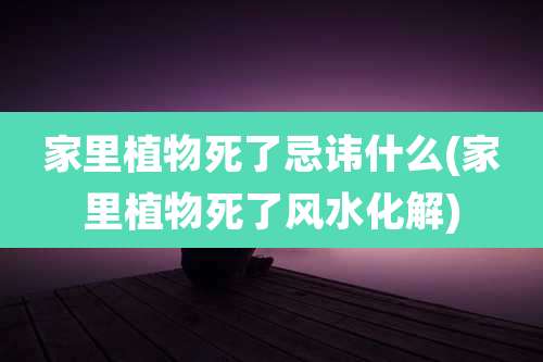 家里植物死了忌讳什么(家里植物死了风水化解)