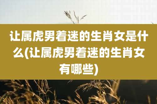 让属虎男着迷的生肖女是什么(让属虎男着迷的生肖女有哪些)