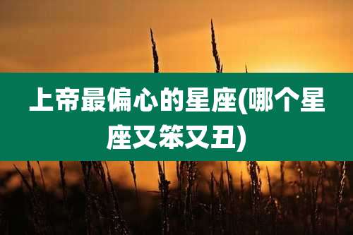 上帝最偏心的星座(哪个星座又笨又丑)