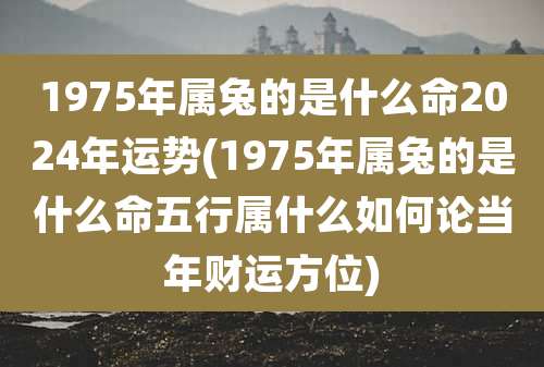 1975年属兔的是什么命2024年运势(1975年属兔的是什么命五行属什么如何论当年财运方位)