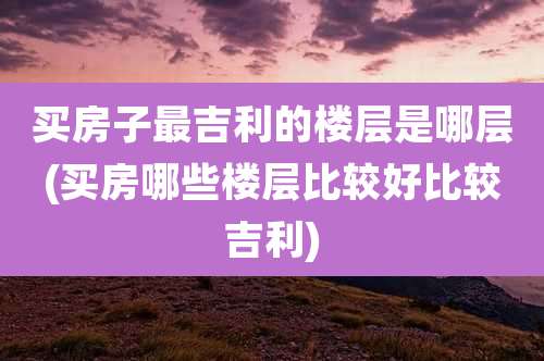 买房子最吉利的楼层是哪层(买房哪些楼层比较好比较吉利)