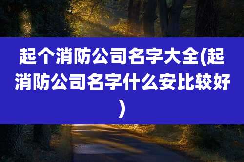 起个消防公司名字大全(起消防公司名字什么安比较好)