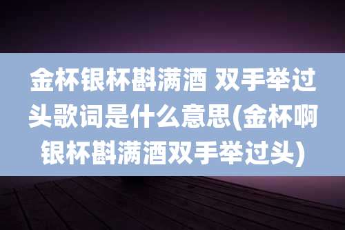 金杯银杯斟满酒 双手举过头歌词是什么意思(金杯啊银杯斟满酒双手举过头)