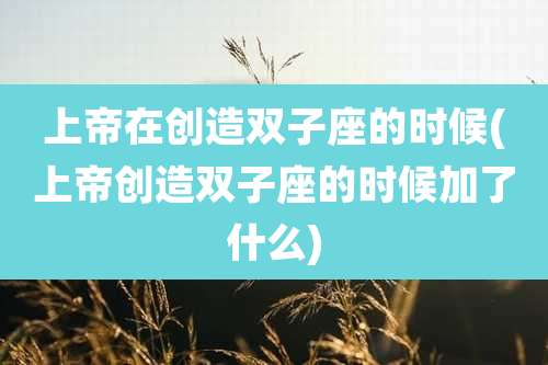 上帝在创造双子座的时候(上帝创造双子座的时候加了什么)