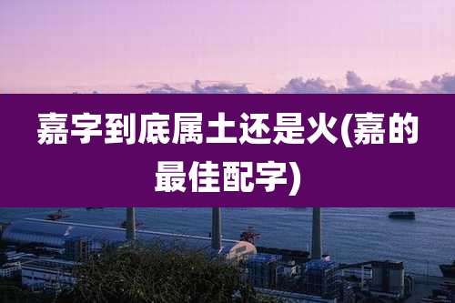 嘉字到底属土还是火(嘉的最佳配字)