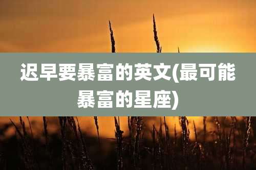 迟早要暴富的英文(最可能暴富的星座)