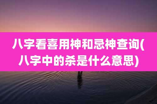 八字看喜用神和忌神查询(八字中的杀是什么意思)