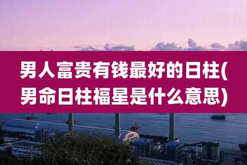 男人富贵有钱最好的日柱(男命日柱福星是什么意思)