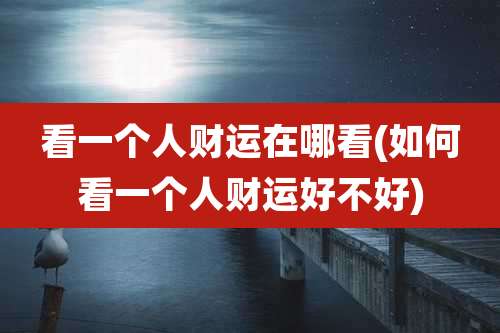 看一个人财运在哪看(如何看一个人财运好不好)