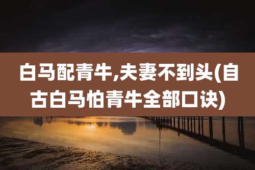 白马配青牛,夫妻不到头(自古白马怕青牛全部口诀)