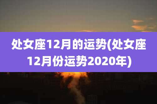处女座12月的运势(处女座12月份运势2020年)