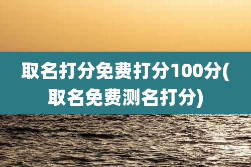 取名打分免费打分100分(取名免费测名打分)