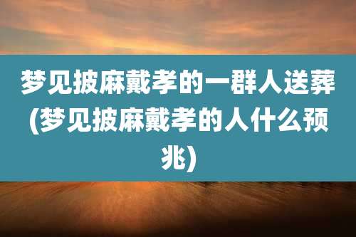 梦见披麻戴孝的一群人送葬(梦见披麻戴孝的人什么预兆)