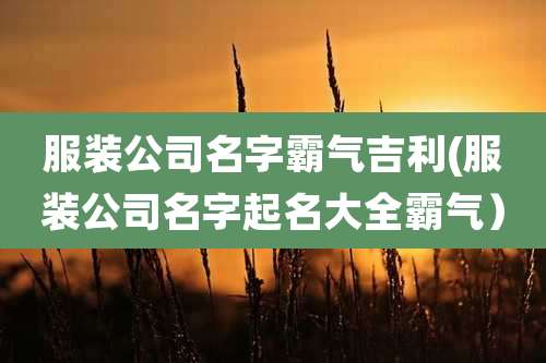 服装公司名字霸气吉利(服装公司名字起名大全霸气)