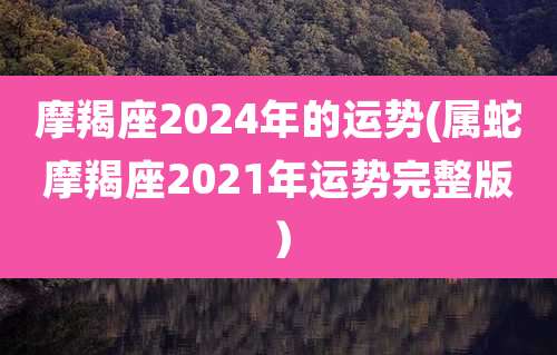 摩羯座2024年的运势(属蛇摩羯座2021年运势完整版)