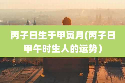 丙子日生于甲寅月(丙子日甲午时生人的运势）