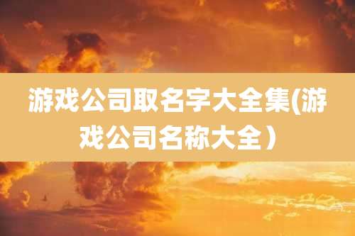 游戏公司取名字大全集(游戏公司名称大全)