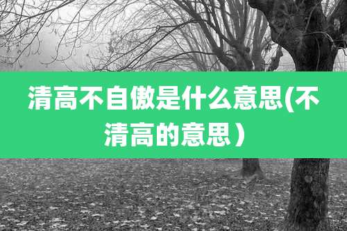 清高不自傲是什么意思(不清高的意思)