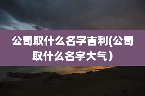 公司取什么名字吉利(公司取什么名字大气)