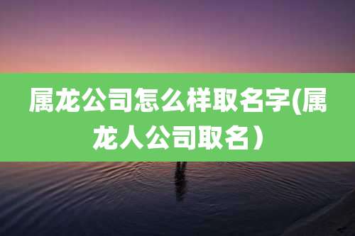属龙公司怎么样取名字(属龙人公司取名)