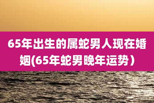 65年出生的属蛇男人现在婚姻(65年蛇男晚年运势）