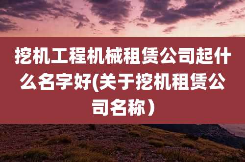 挖机工程机械租赁公司起什么名字好(关于挖机租赁公司名称)