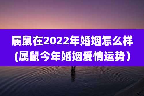 属鼠在2022年婚姻怎么样(属鼠今年婚姻爱情运势)