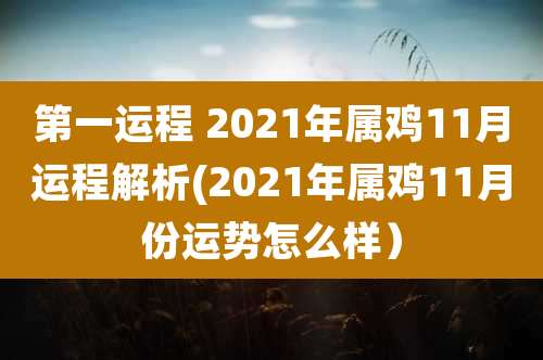第一运程 2021年属鸡11月运程解析(2021年属鸡11月份运势怎么样)