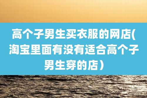 高个子男生买衣服的网店(淘宝里面有没有适合高个子男生穿的店)