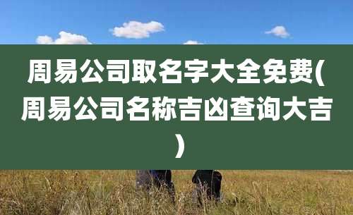 周易公司取名字大全免费(周易公司名称吉凶查询大吉)