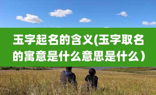 玉字起名的含义(玉字取名的寓意是什么意思是什么）
