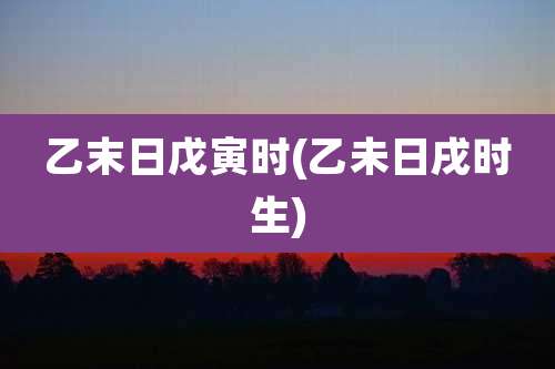 乙末日戊寅时(乙未日戌时生)