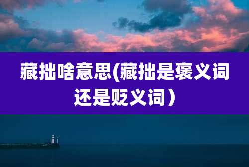 藏拙啥意思(藏拙是褒义词还是贬义词）