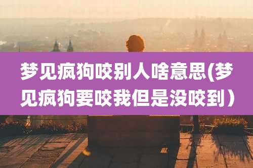 梦见疯狗咬别人啥意思(梦见疯狗要咬我但是没咬到）